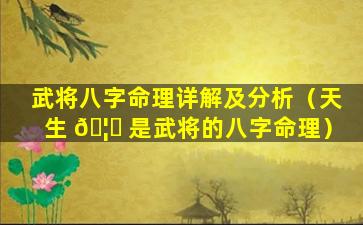 武将八字命理详解及分析（天生 🦆 是武将的八字命理）